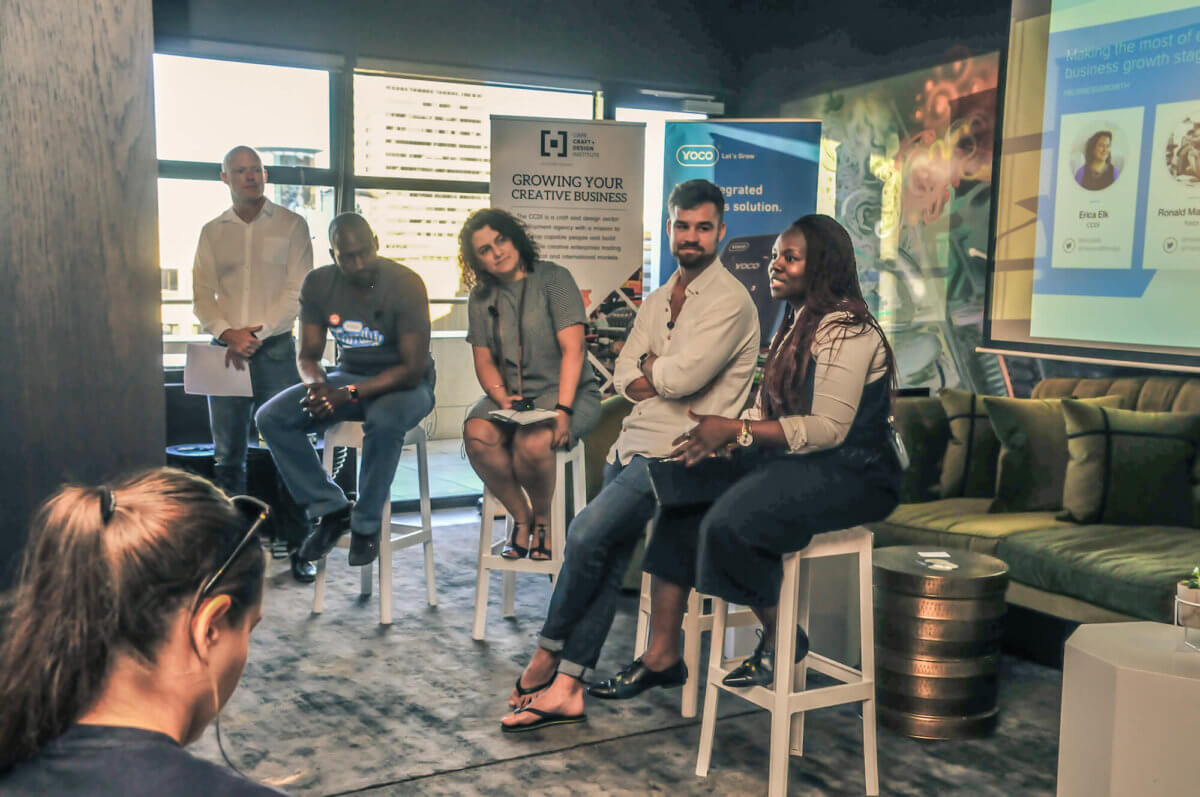 A panel of entrepreneurs at a Yoco and CCDI event.