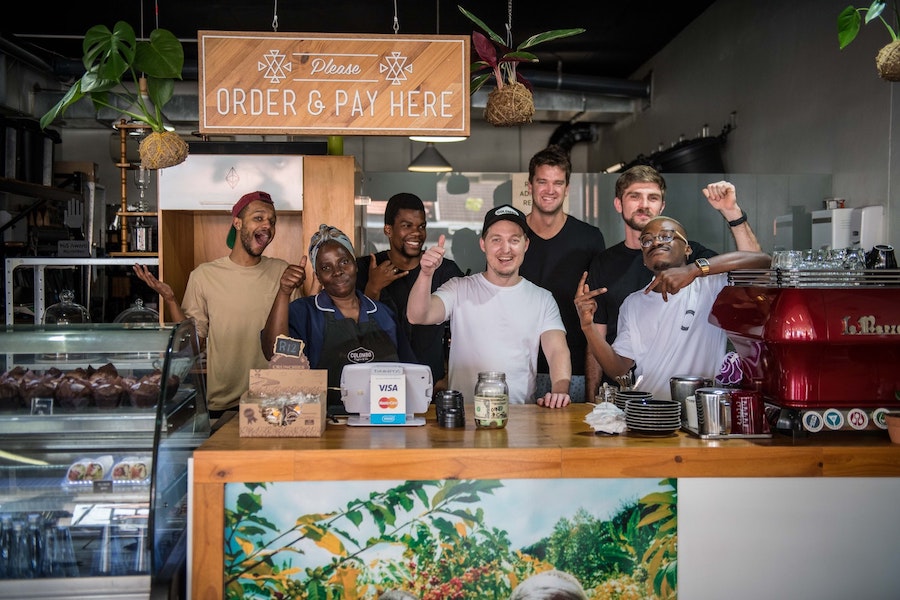 Geoff and his crew at Colombo Coffee in Durban.