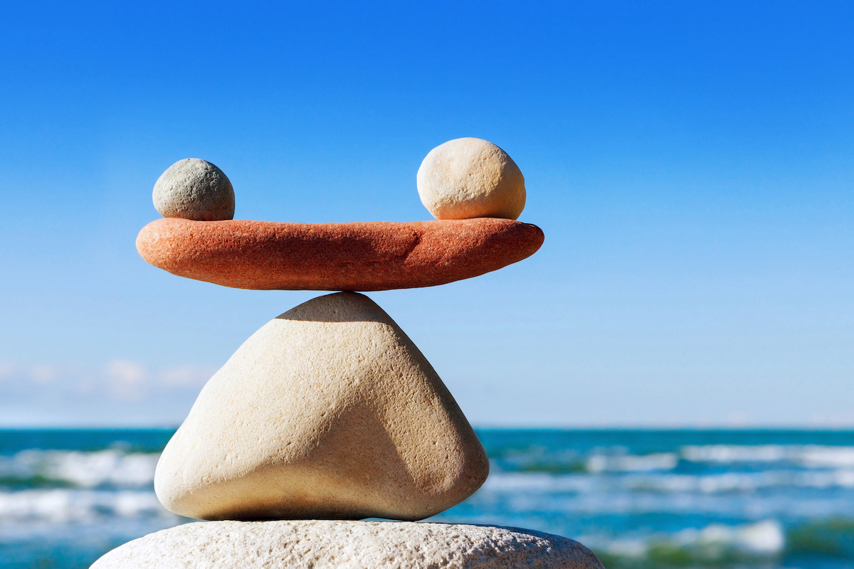 Balanced rocks in article about the right work-life balance as an entrepreneur.