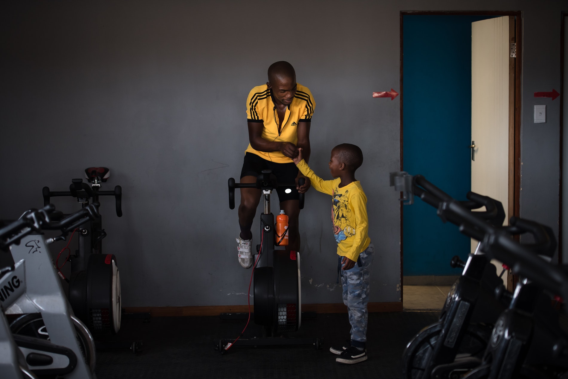 An older and younger rider at Velokhaya Cycling Academy.
