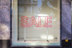 An image of a store front in an article about beating a sales slump with product.